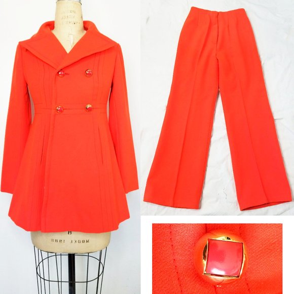 Vintage 70s Howard Wolf Pants - Vintage 1970s Howard Wolf Womens Orange Red Pant Suit Double Beast